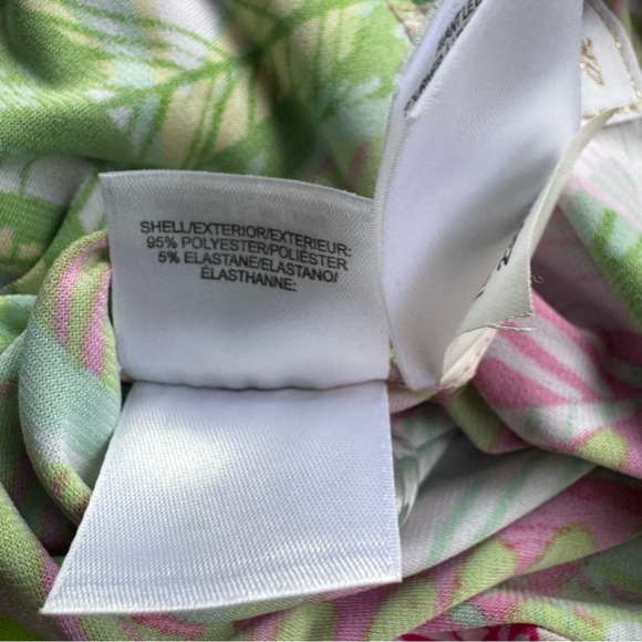 Pappagallo Women’s Tropical Palm Ruffle Sleeve Shift Dress Size Medium Pink - Picture 4 of 5